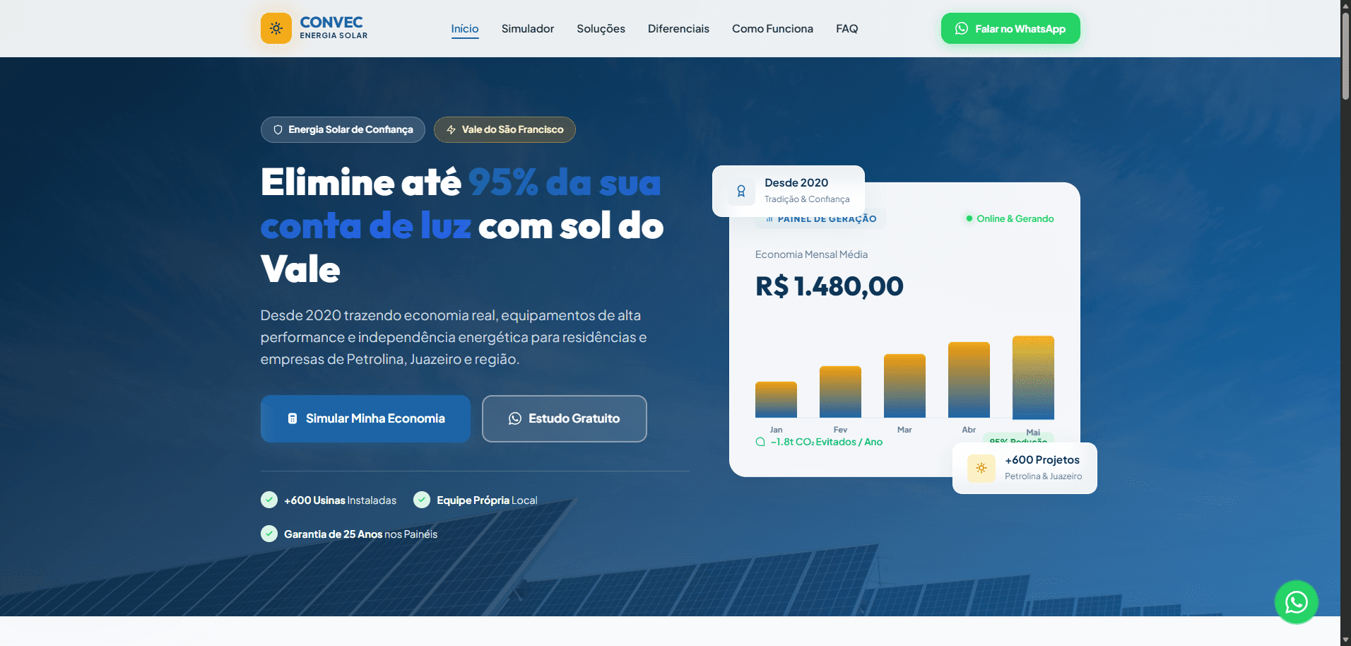 Print oficial do site Convec Energia Solar