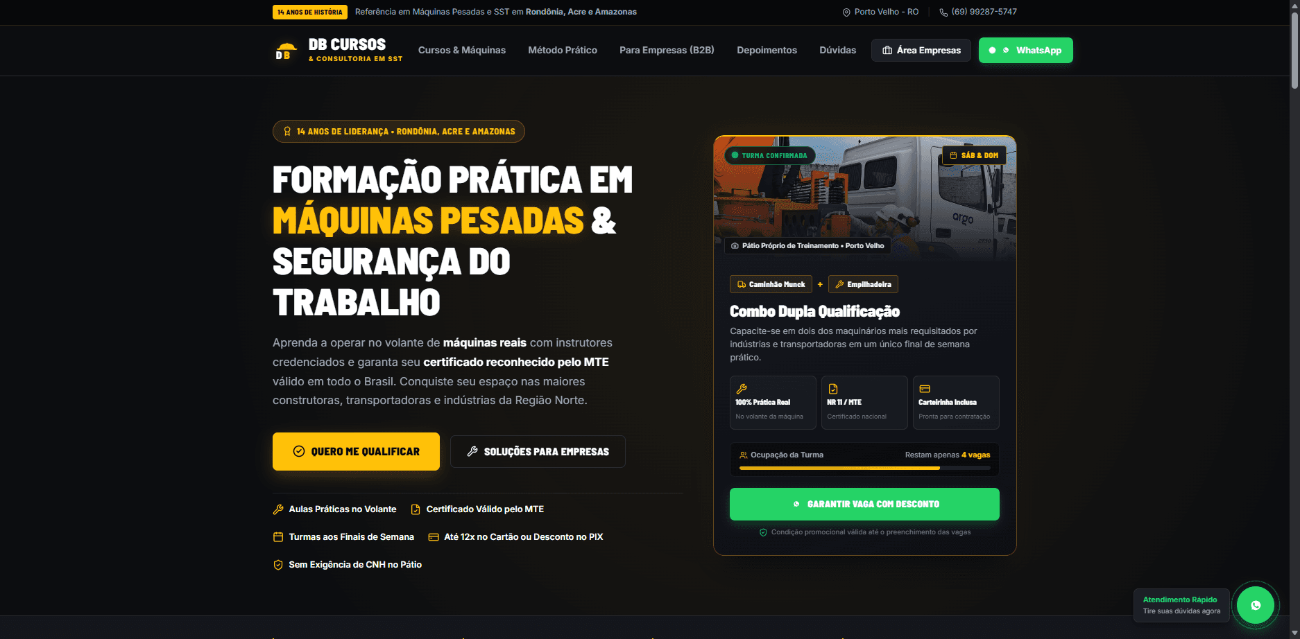 Print oficial do site DB Cursos & SST