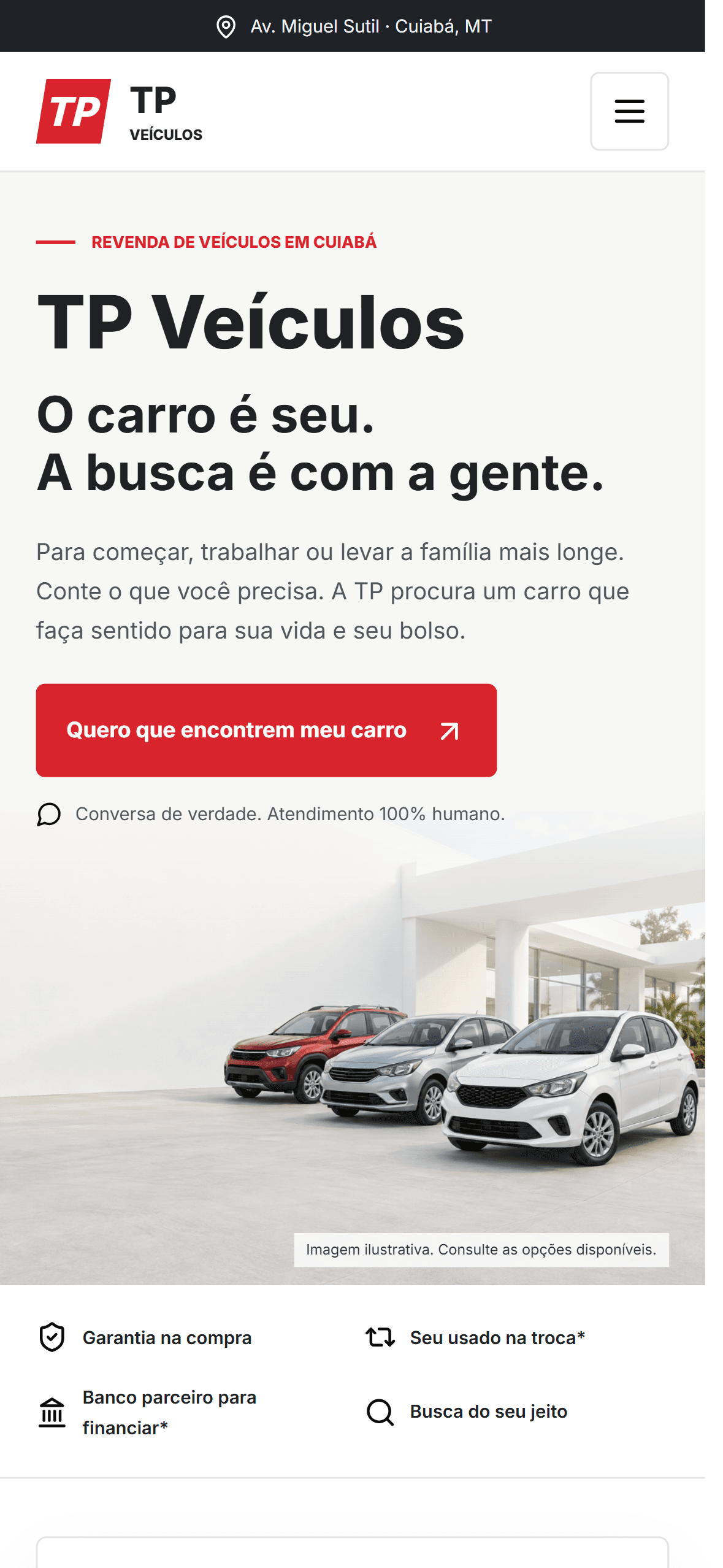 Versão Mobile do site TP Veículos no iPhone 16