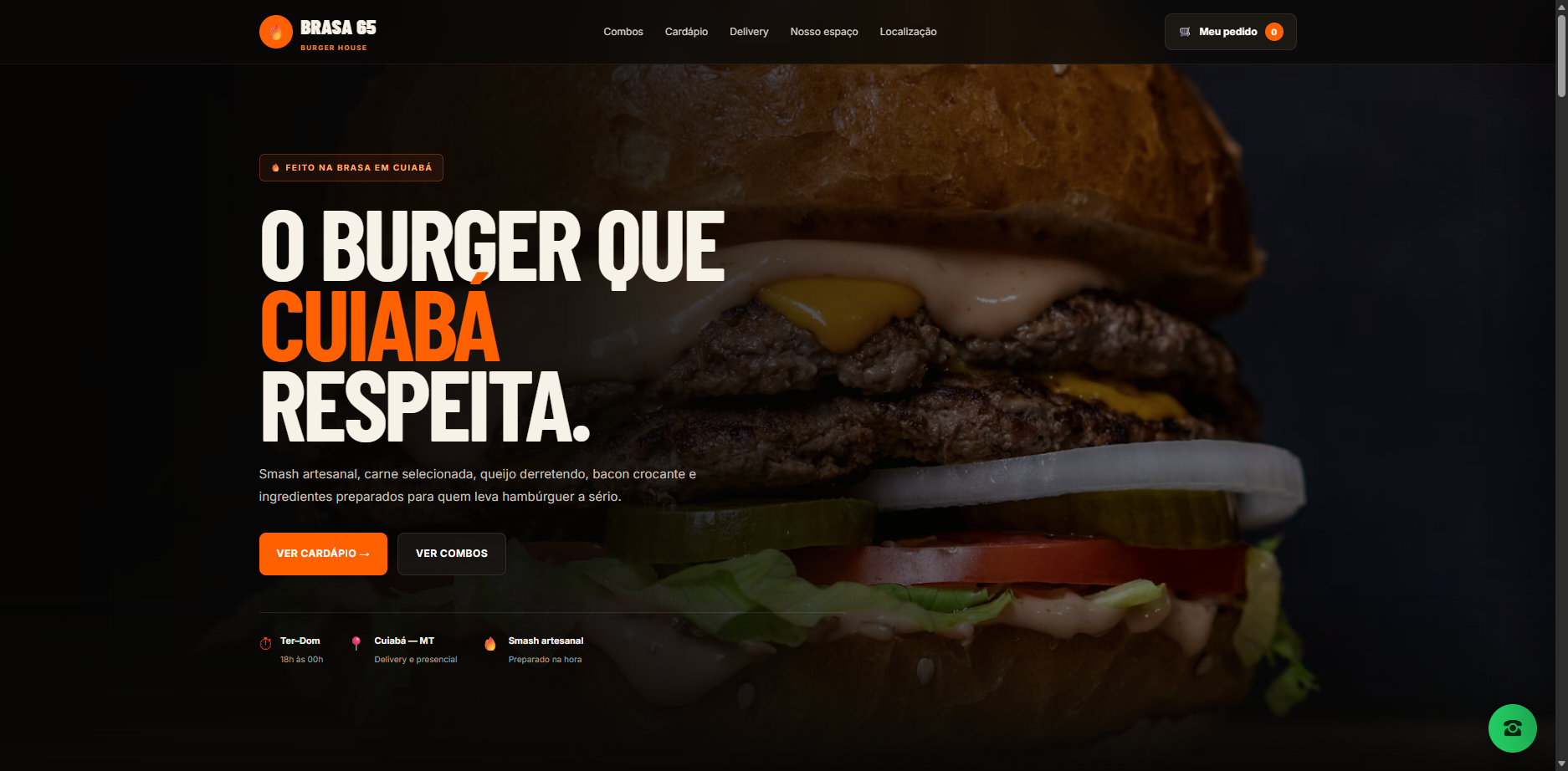 Site de Brasa 65 Hamburgueria no MacBook