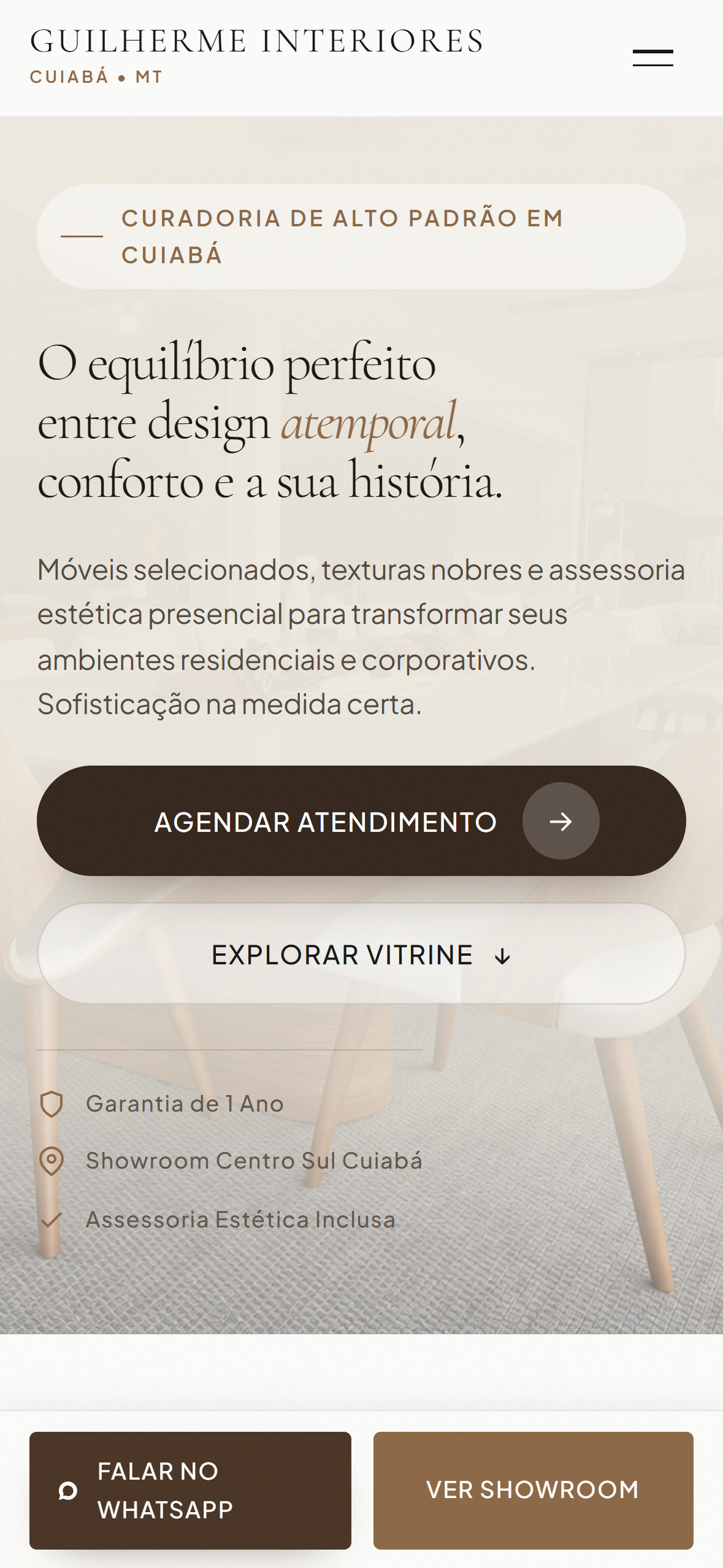 Site de Guilherme Interiores no iPhone