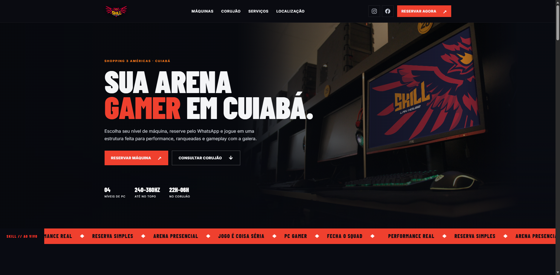 Site de Skill Lan House no MacBook
