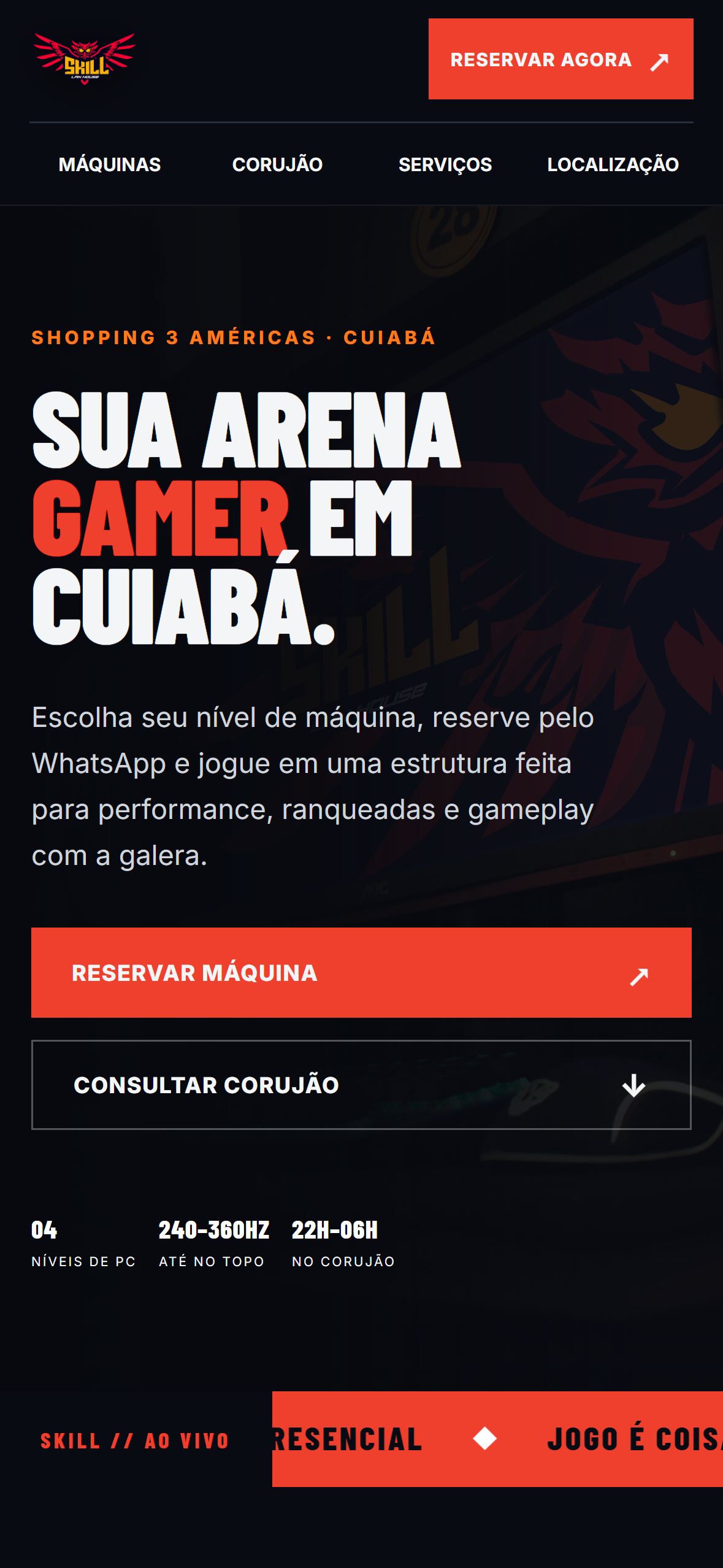 Site de Skill Lan House no iPhone